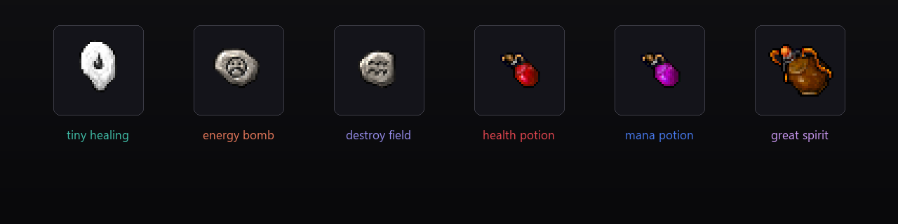 RUNAS, POTIONS E MAGIAS PELO SEU NÍVEL