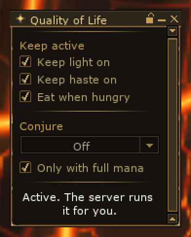 The Quality of Life Panel, inside the game